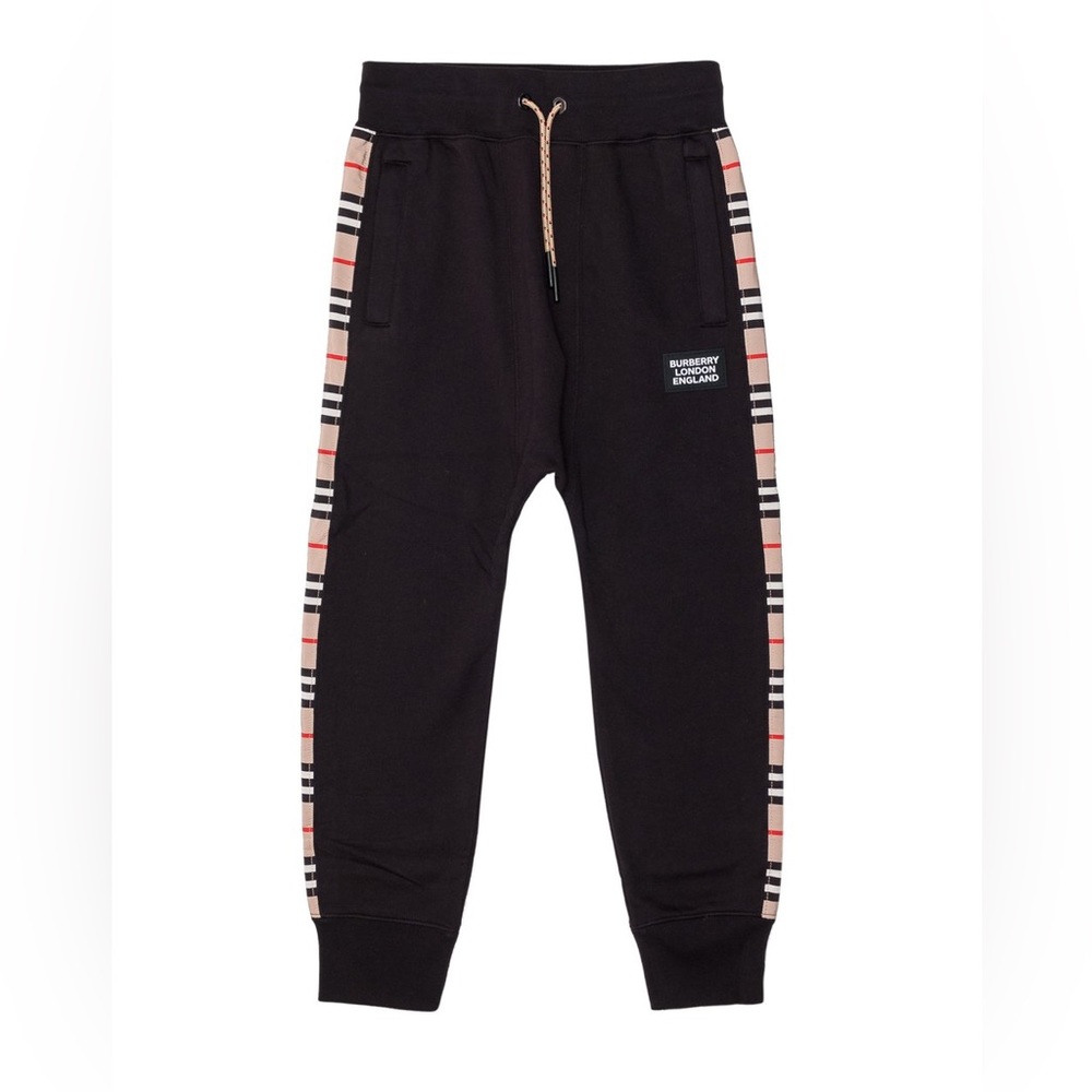 BURBERRY HAMILTON TARTAN SIDE STRIPE JOGGERS IN BLACK